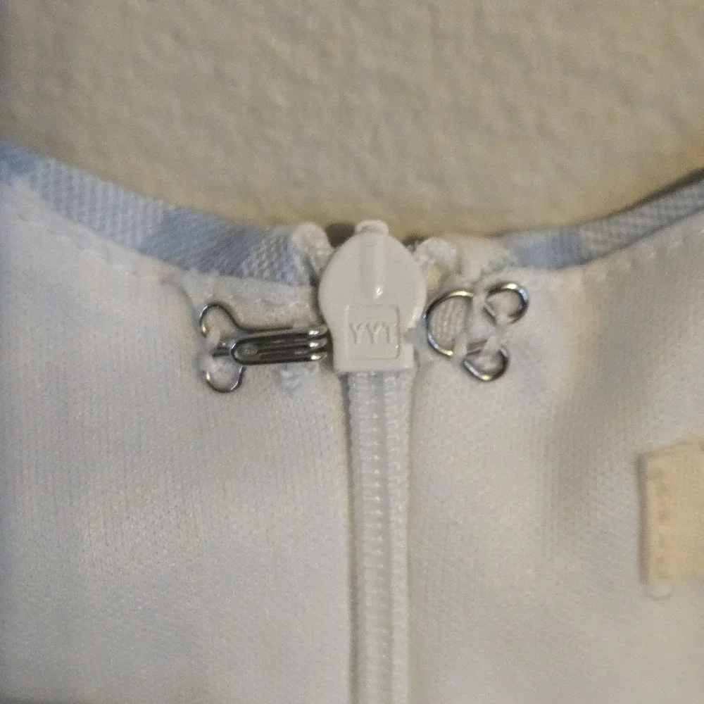 Mable Blue‎ White Gingham Check Sleeveless Mini Dress Lined Front Slit Size Med - Picture 4 of 8